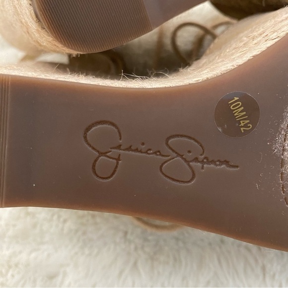 Jessica Simpson Cream Lace-Up Platform Wedge Espadrilles New Size 10 - Picture 11 of 14